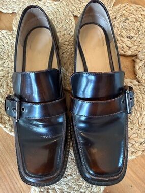 M.Gemi Scuola Dark Brown Leather Buckle Loafers EU 37 US 7 Made in Italy